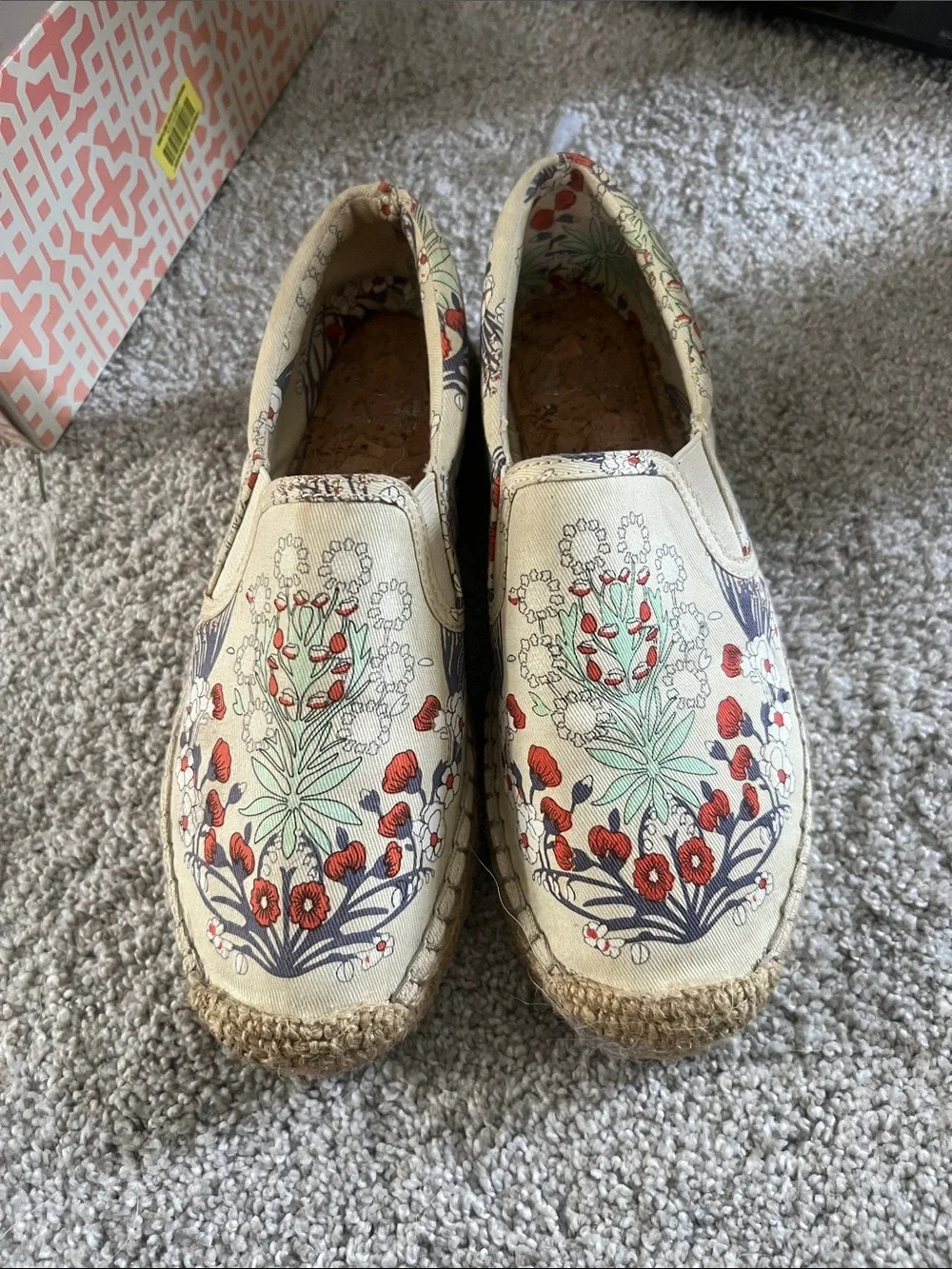 Gianni Bini Multi Floral Slip-On Espadrilles in Cream, Red & Green